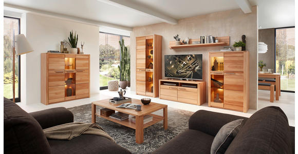 VITRINE in massiv Kernbuche Kernbuche - Edelstahlfarben/Kernbuche, Natur, Glas/Holz (85/203/40cm) - Carryhome