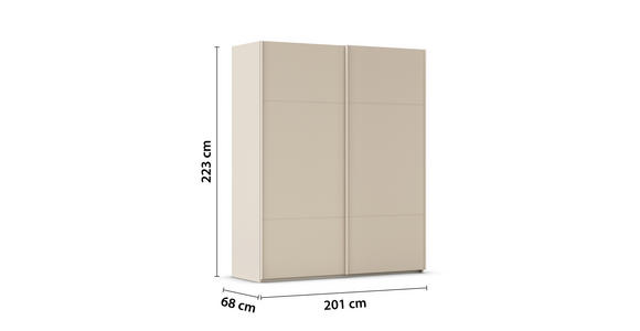 SCHWEBETÜRENSCHRANK  in Champagner  - Champagner, KONVENTIONELL, Holzwerkstoff/Metall (201/223/68cm) - Novel