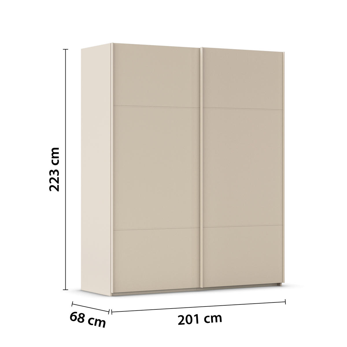 SCHWEBETÜRENSCHRANK in Champagner  - Champagner, Konventionell, Holzwerkstoff/Metall (201/223/68cm) - Novel