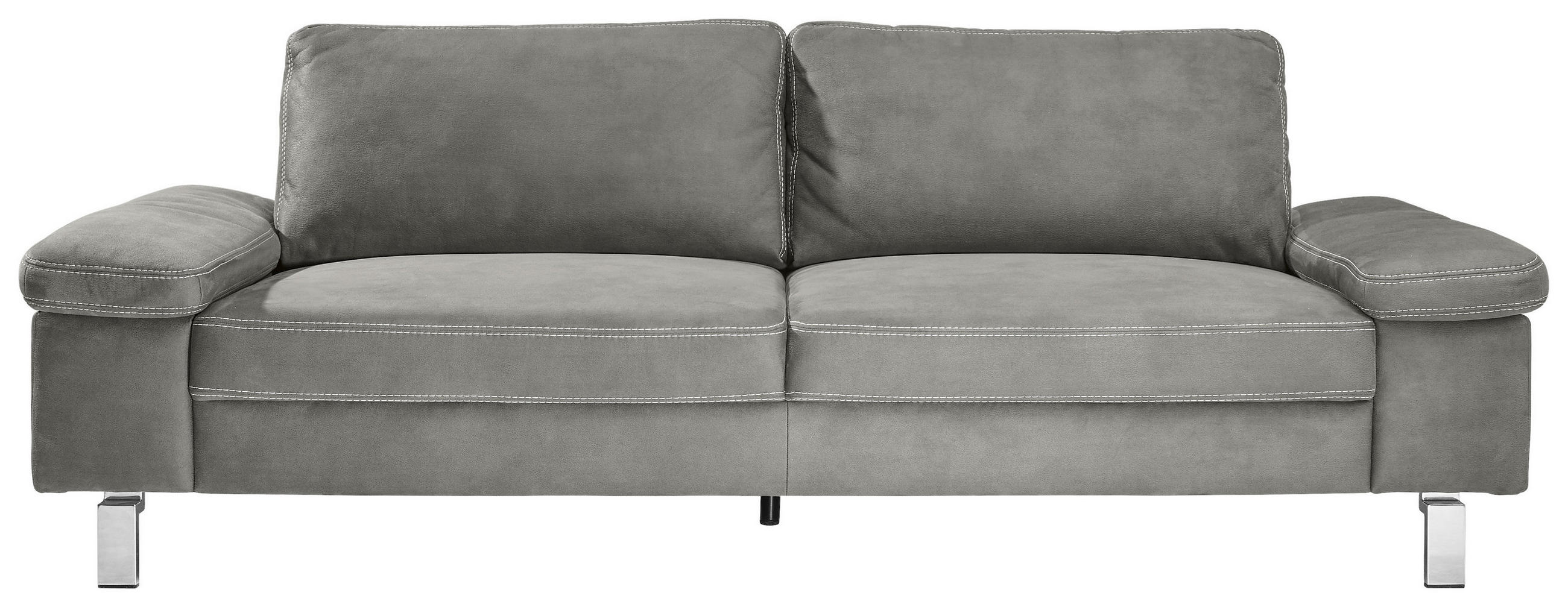3-SITZER-SOFA Mikrofaser Grau  - Chromfarben/Beige, Design, Textil/Metall (234/86/97cm) - Hom`in