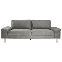 3-SITZER-SOFA  in Mikrofaser Grau  - Chromfarben/Beige, Design, Textil/Metall (234/86/97cm) - Hom`in