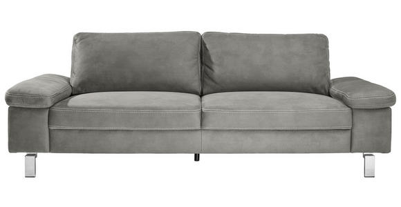3-SITZER-SOFA Mikrofaser Grau  - Chromfarben/Beige, Design, Textil/Metall (234/86/97cm) - Hom`in