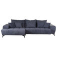 ECKSOFA  in Flachgewebe Dunkelgrau  205/300 cm  - Dunkelgrau/Schwarz, KONVENTIONELL, Textil/Metall (205/300cm) - Carryhome
