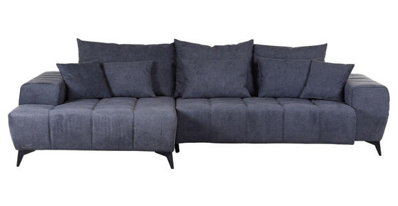 ECKSOFA  in Flachgewebe Dunkelgrau  205/300 cm  - Dunkelgrau/Schwarz, KONVENTIONELL, Textil/Metall (205/300cm) - Carryhome