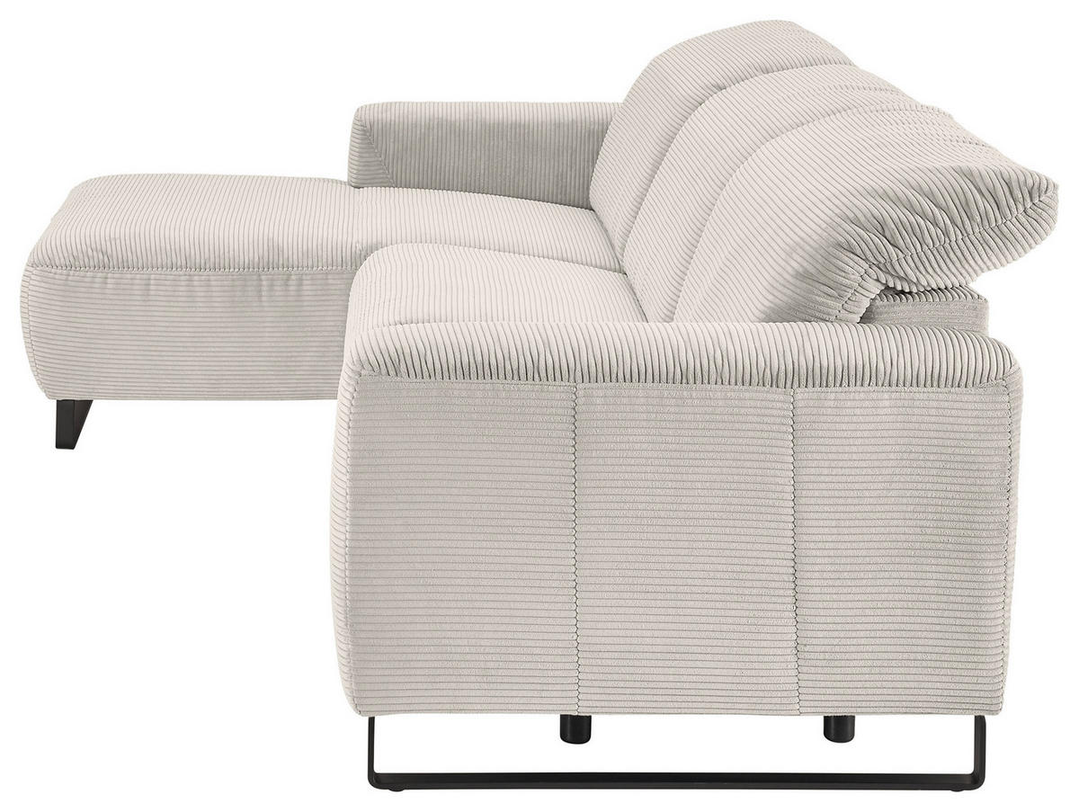 ECKSOFA in Cord Creme  - Creme/Schwarz, Konventionell, Textil/Metall (180/266cm) - Hom`in