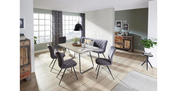 SITZBANK 166/85/66 cm in Grau, Schwarz - Schwarz/Grau, Design, Textil/Metall (166/85/66cm) - Hom`in