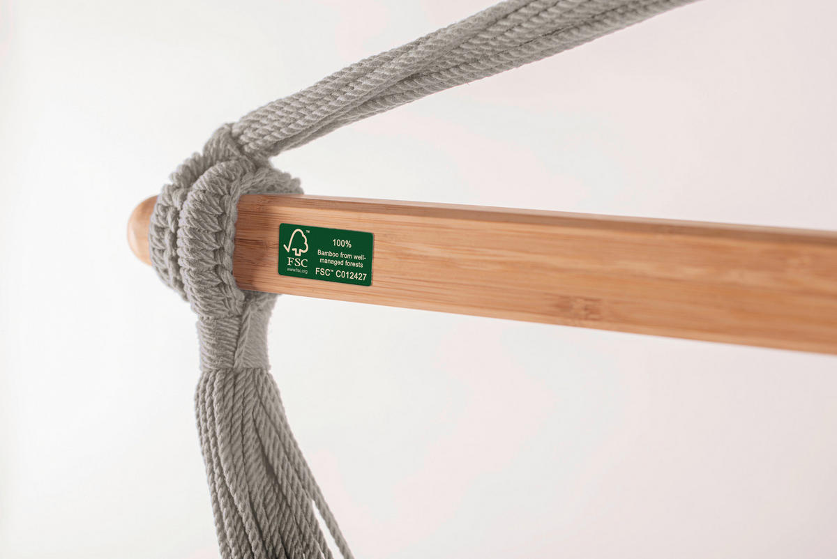 HÄNGESESSEL comfort outdoor 110/160/180 cm  - Hellgrau/Weiß, KONVENTIONELL, Holz/Textil (110/160/180cm) - La Siesta