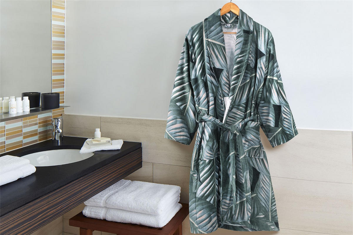 BADEMANTEL XL Unisex  - Schwarz/Graugrün, Basics, Textil (XLnull) - Kayoom
