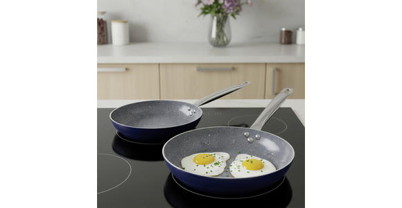 PFANNENSET Aluminium, Edelstahl 2-teilig  - Dunkelblau, Basics, Metall - Homeware Profession.