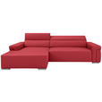 ECKSOFA DUA in Echtleder Rot  170/293 cm  - Chromfarben/Rot, Design, Leder/Metall (170/293cm) - Novel