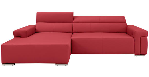ECKSOFA DUA in Echtleder Rot  170/293 cm  - Chromfarben/Rot, Design, Leder/Metall (170/293cm) - Novel