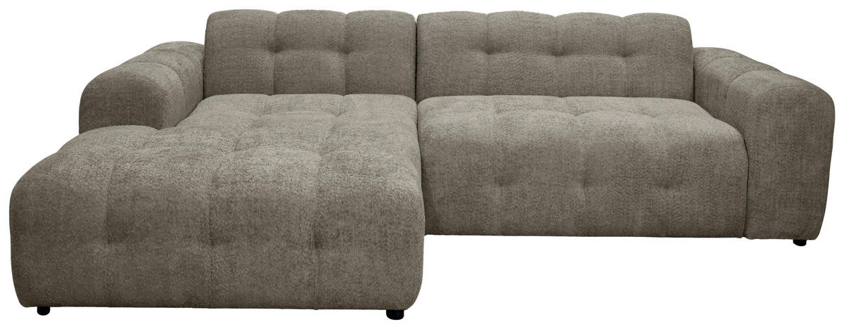 ECKSOFA RUNO Hellbraun Bouclé  - Hellbraun/Schwarz, Design, Kunststoff/Textil (175/270cm) - MID.YOU