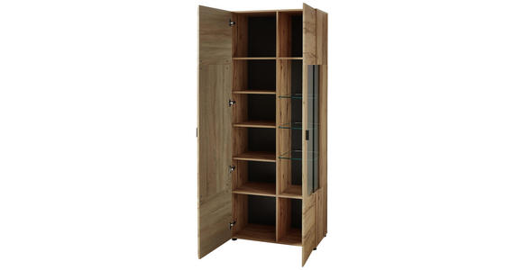 VITRINE in Graphitfarben, Buchefarben - Buchefarben/Graphitfarben, KONVENTIONELL, Glas/Holzwerkstoff (80/201/37cm) - Cantus