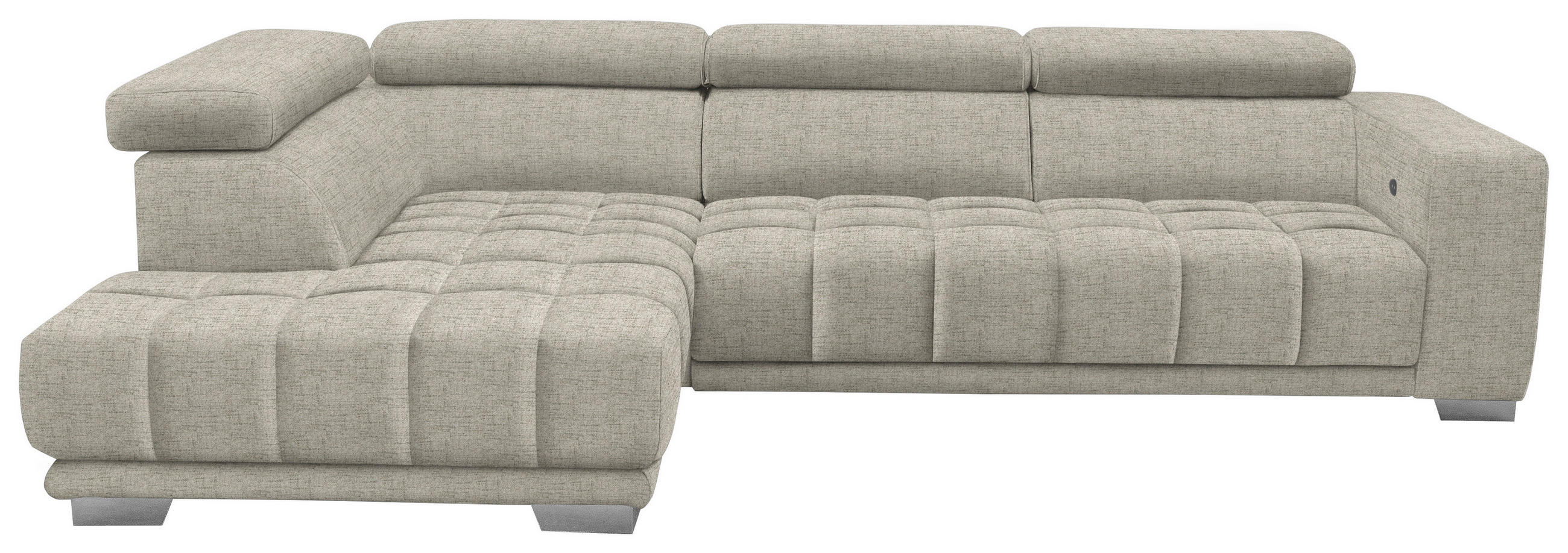 ECKSOFA in Chenille Beige  - Chromfarben/Beige, Design, Textil (207/301cm) - Xora