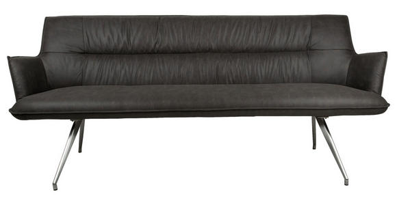 SITZBANK 203,5/88,5/62,5 cm Mikrofaser Edelstahlfarben, Dunkelgrau  - Edelstahlfarben/Dunkelgrau, Design, Textil/Metall (203,5/88,5/62,5cm) - Novel
