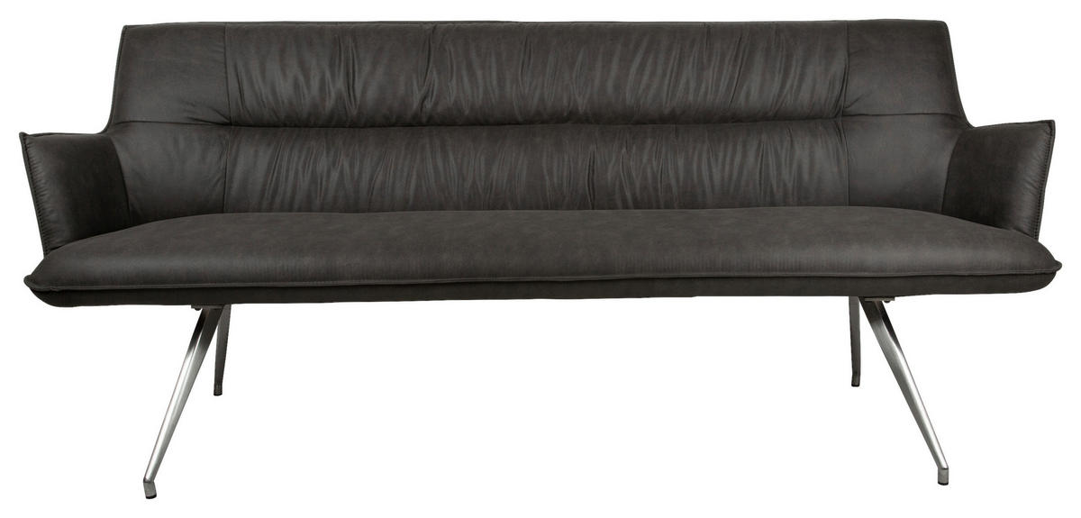 SITZBANK 203,5/88,5/62,5 cm Mikrofaser Edelstahlfarben, Dunkelgrau  - Edelstahlfarben/Dunkelgrau, Design, Textil/Metall (203,5/88,5/62,5cm) - Novel
