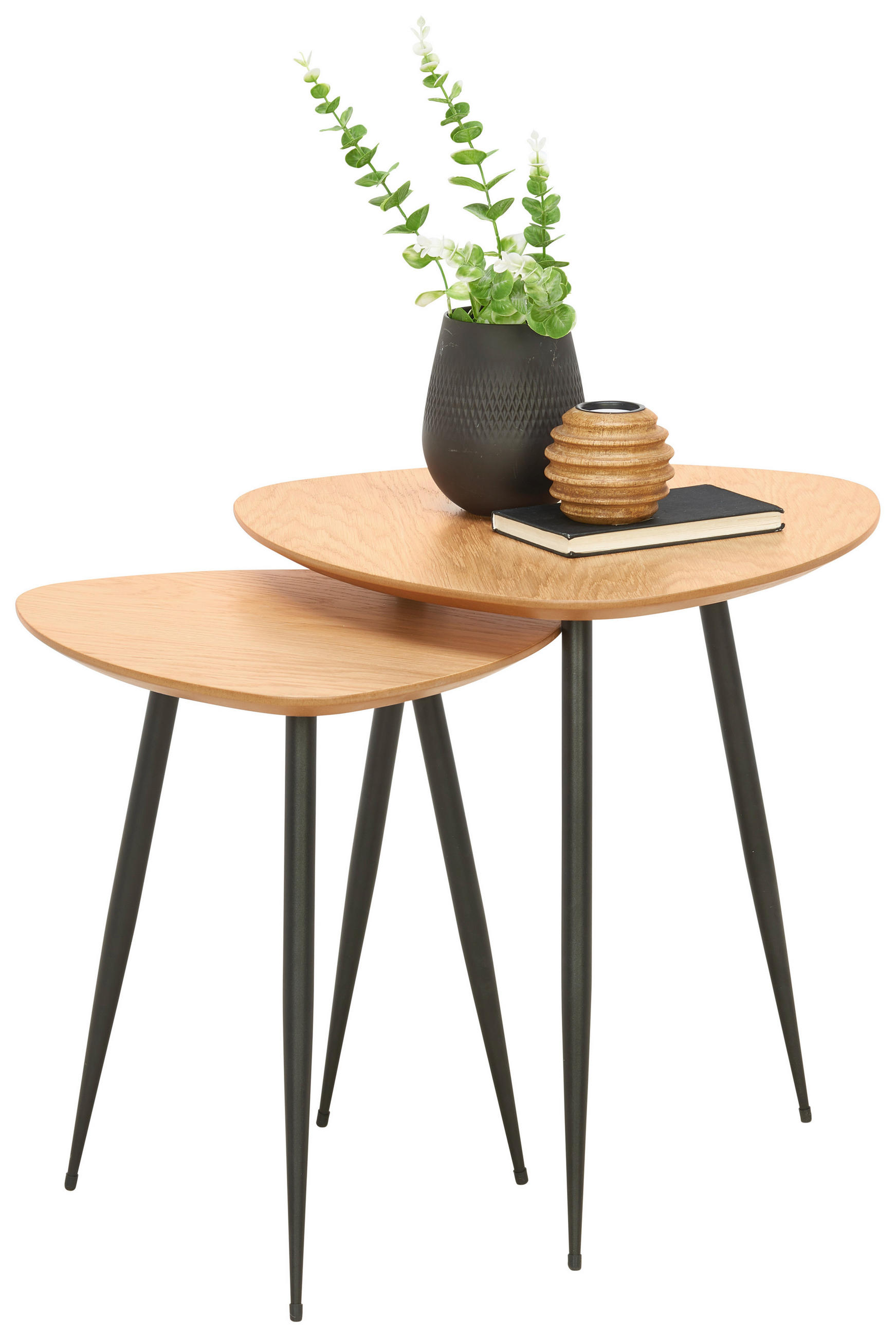 SATZTISCH 48/40/48/40/50/45 cm Eiche furniert Schwarz, Eichefarben Freiform  - Eichefarben/Schwarz, Design, Holz/Holzwerkstoff (48/40/48/40/50/45cm) - Xora