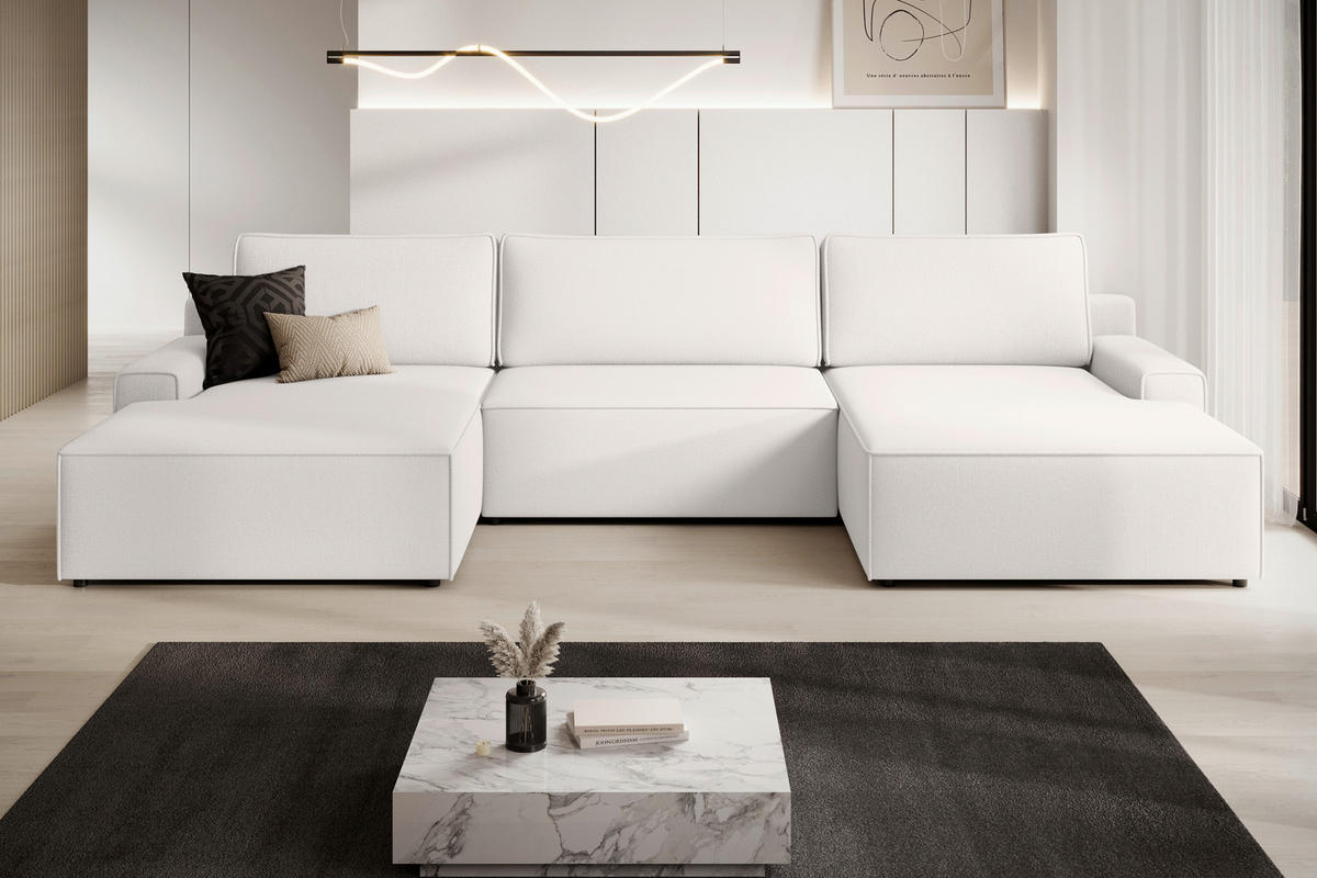 WOHNLANDSCHAFT CHALLENGE Silberfarben Struktur  - Silberfarben/Schwarz, MODERN, Kunststoff/Textil (168/333/168cm) - Trendmanufaktur