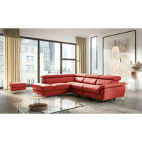 ECKSOFA Lederlook Echtleder Rot  - Chromfarben/Rot, Design, Leder/Textil (210/265cm) - Livetastic