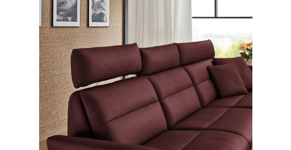ECKSOFA in Echtleder Bordeaux 300/157 cm - Bordeaux/Schwarz, Design, Leder/Metall (300/157cm) - Dieter Knoll