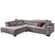 ECKSOFA Silberfarben Velours  - Silberfarben/Schwarz, KONVENTIONELL, Textil/Metall (219/311cm) - Hom`in