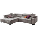 ECKSOFA in Velours Silberfarben  - Silberfarben/Schwarz, KONVENTIONELL, Textil/Metall (219/311cm) - Hom`in