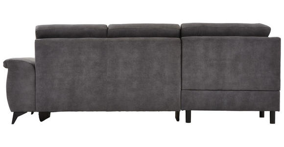 Wohnlandschaft inkl.Funktionen Dunkelgrau Lederlook - Dunkelgrau/Schwarz, KONVENTIONELL, Textil/Metall (194/257cm) - Cantus