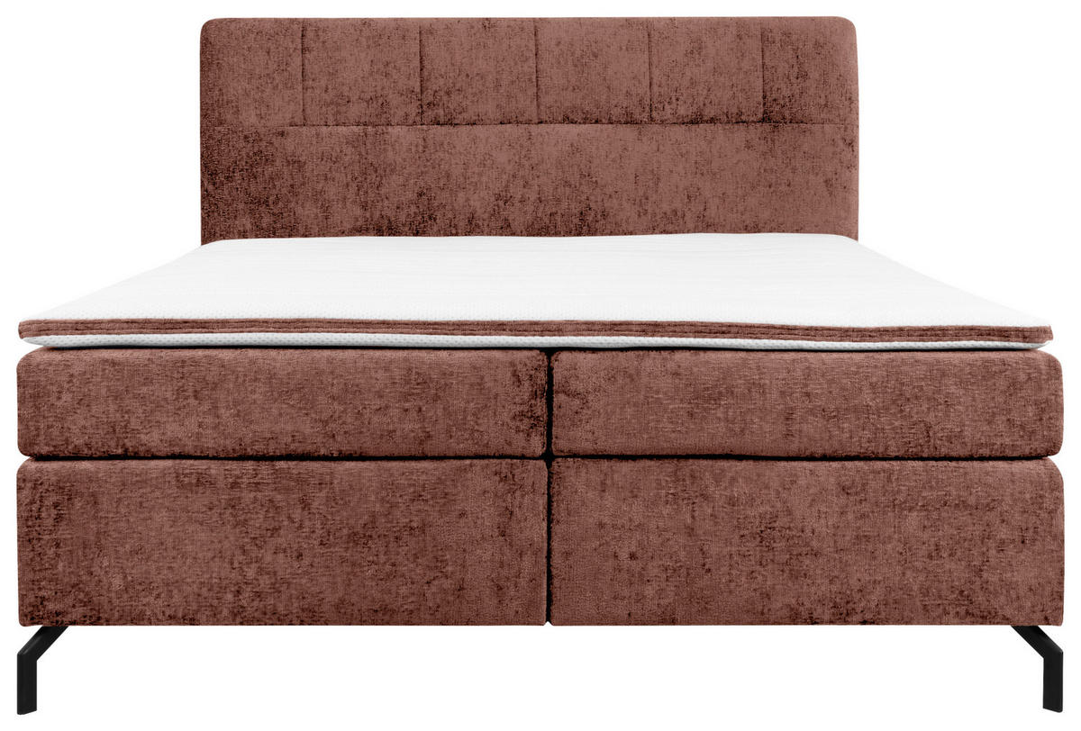 BOXSPRINGBETT 180/200 cm  in Rotbraun  - Rotbraun/Schwarz, Design, Textil/Metall (180/200cm) - Esposa