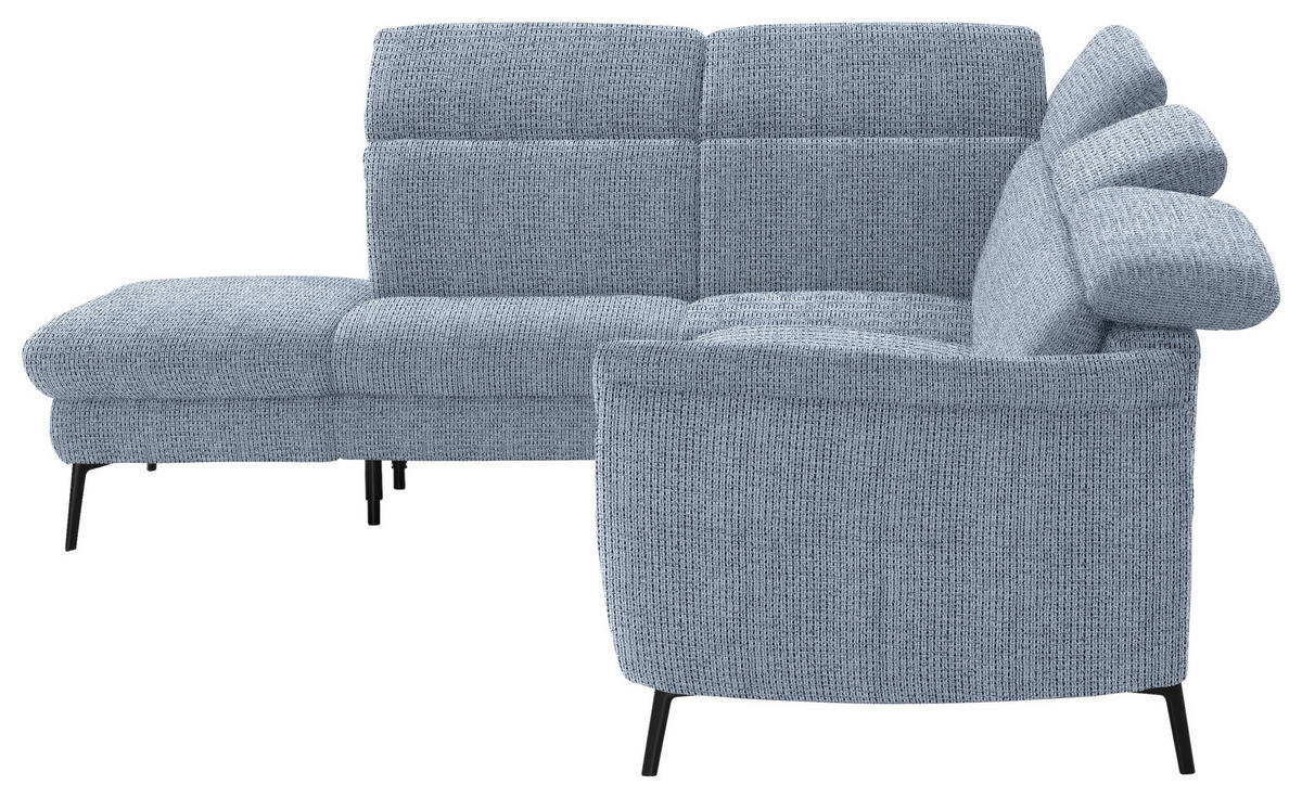 ECKSOFA in Struktur Hellblau  - Schwarz/Hellblau, Modern, Textil/Metall (235/275cm) - Cantus