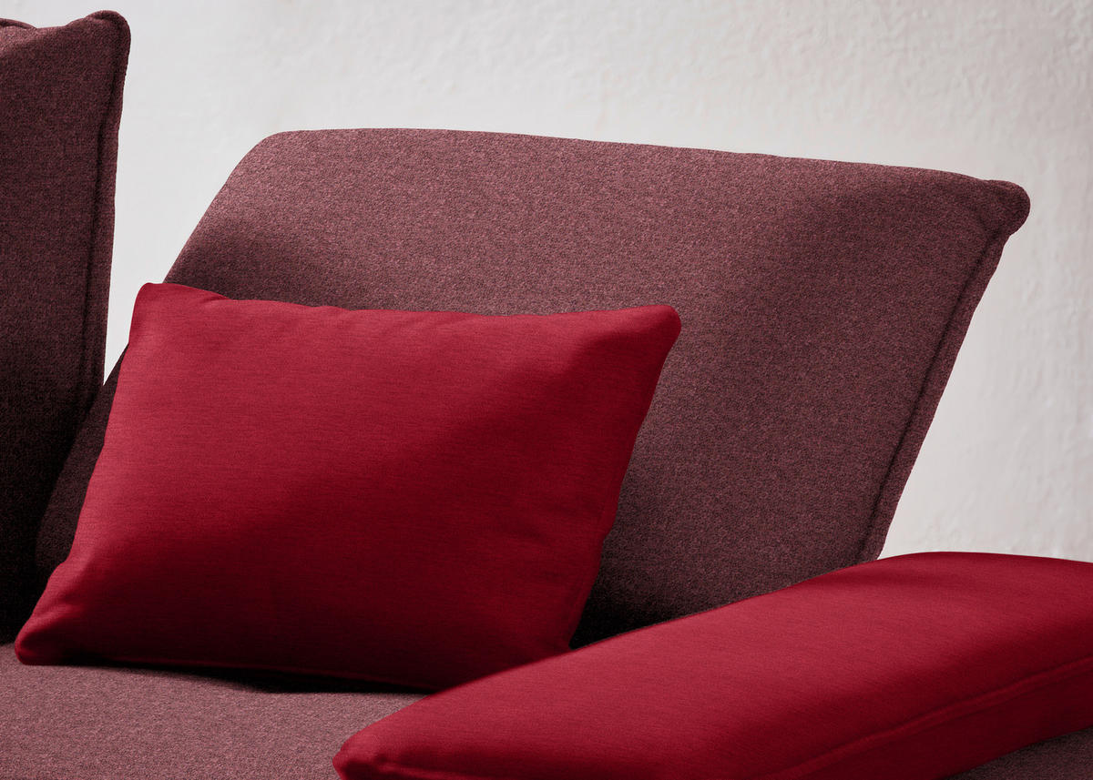 ECKSOFA in Flachgewebe Rot  - Rot/Schwarz, Design, Textil/Metall (310/250cm) - Moderano