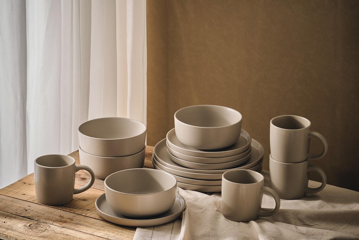 KOMBISERVICE Taupe Salerno 16-teilig 4 Personen  - Taupe, Trend, Keramik - Novel