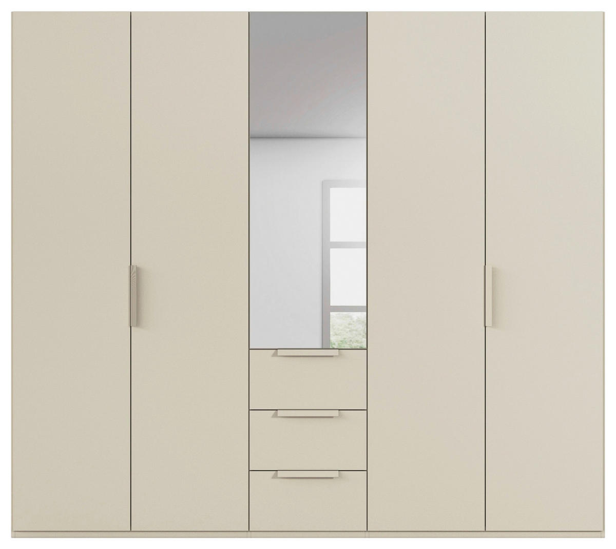 DREHTÜRENSCHRANK 251/223/61 cm,  in Champagner, 5-türig  - Champagner, Basics, Glas/Holzwerkstoff (251/223/61cm) - Novel