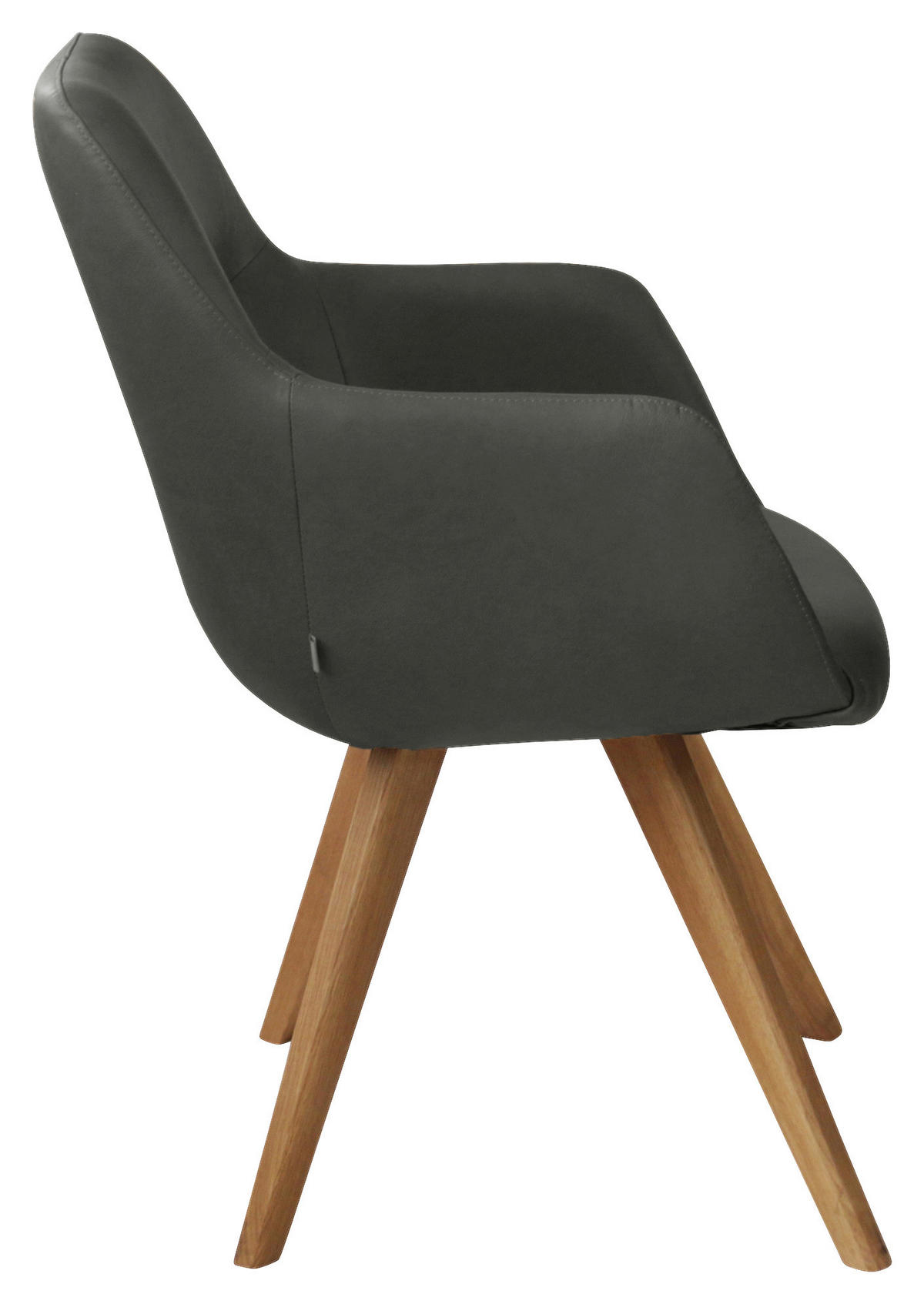 ARMLEHNSTUHL  in Echtleder pigmentiert  - Eichefarben/Anthrazit, Design, Leder/Holz (57/85,5/65cm) - Voleo