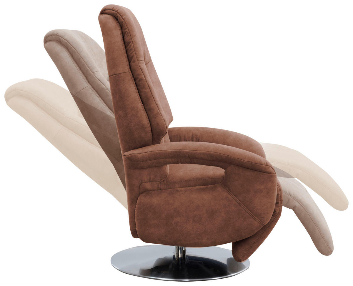RELAXSESSEL  in Mikrofaser Cognac  - Chromfarben/Cognac, Konventionell, Textil/Metall (74/111/77cm) - Sit & More