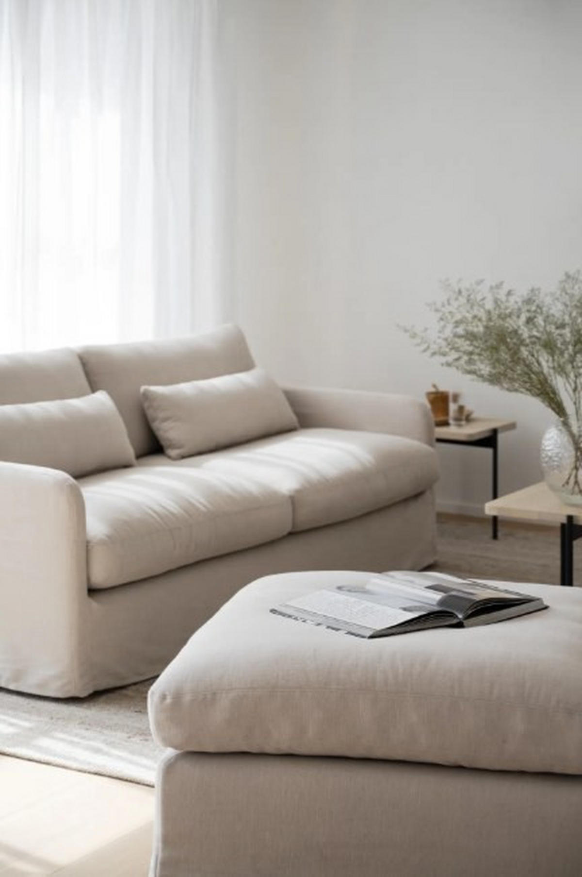 PALL i trä, metall, textil beige  - beige/svart, Klassisk, metall/trä (90/49/90cm) - Rowico