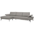 ECKSOFA in Echtleder Hellgrau  - Hellgrau/Schwarz, Design, Leder/Metall (157/325cm) - Dieter Knoll