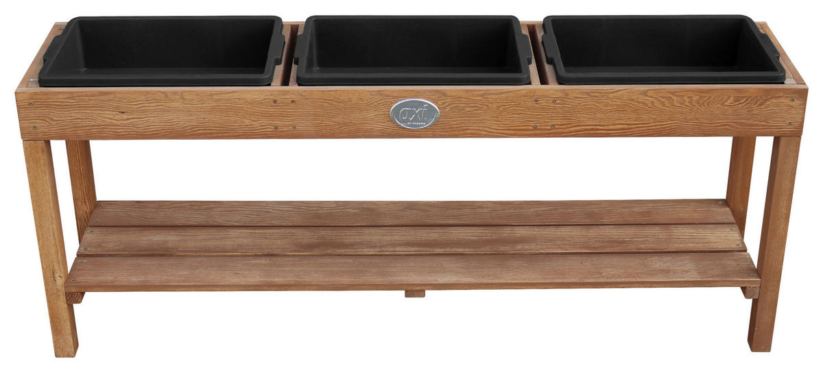 SAND- UND WASSERTISCH Holz, Kunststoff Braun, Schwarz  - Blau/Schwarz, KONVENTIONELL, Holz/Kunststoff (124/50/27cm) - Ambia Garden