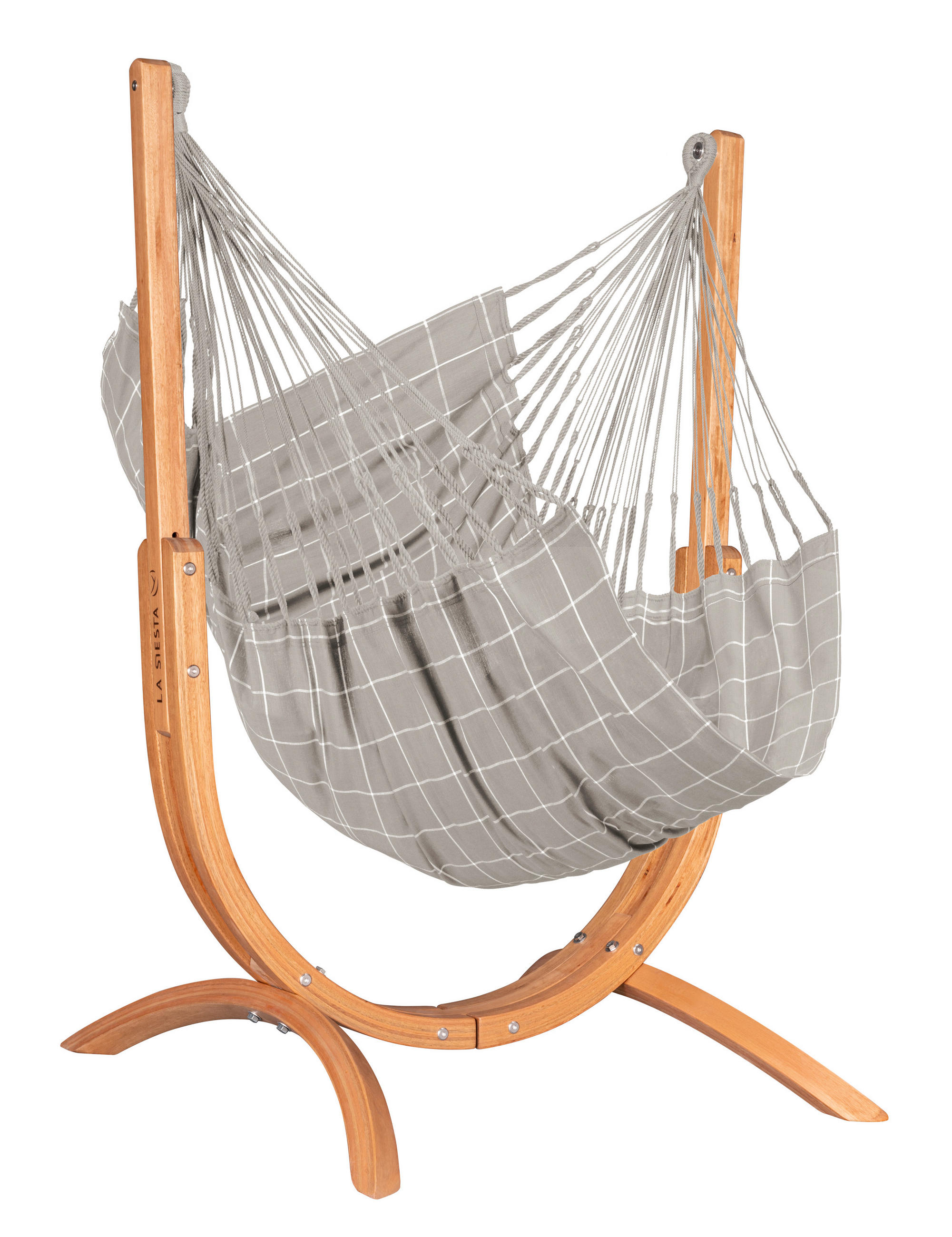 HÄNGEMATTE Synthetikfaser Grau  - Eukalyptusholzfarben/Grau, KONVENTIONELL, Holz/Textil (100/152/92cm) - La Siesta