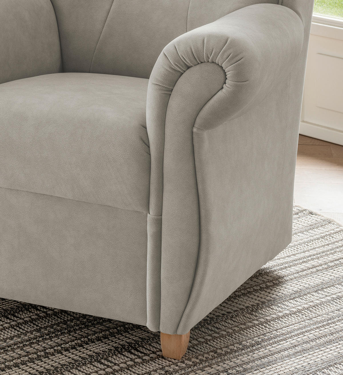 SESSEL Mikrofaser Silberfarben  - Wildeiche/Silberfarben, Konventionell, Holz/Textil (91/100/88cm) - Livetastic