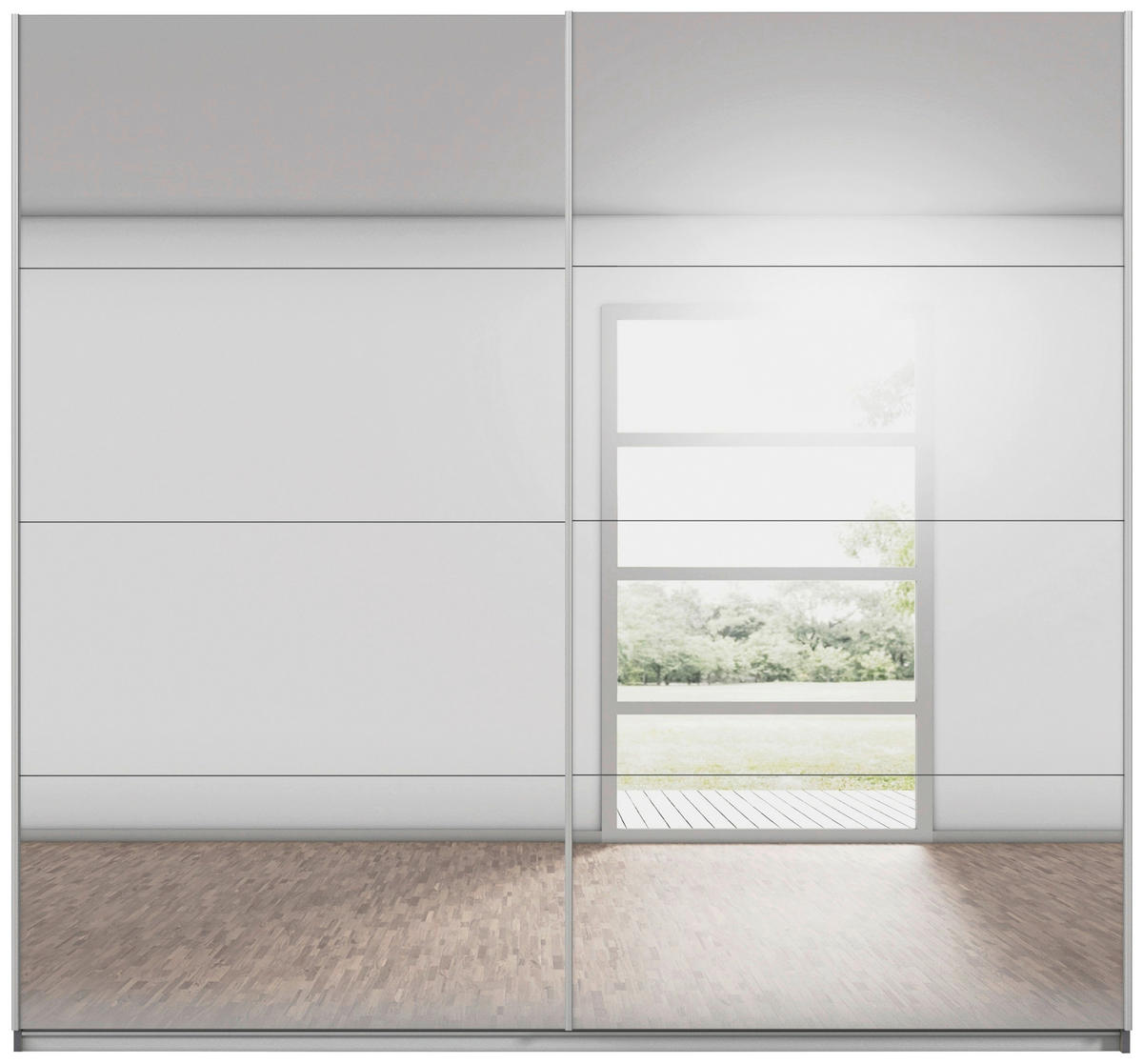 SCHWEBETÜRENSCHRANK 226/210/62 cm,  in Grau, 2 Tür(en)  - Alufarben/Grau, KONVENTIONELL, Holzwerkstoff/Kunststoff (226/210/62cm) - home24