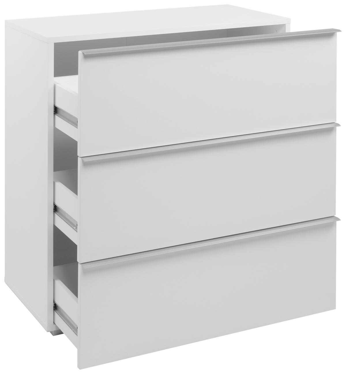 KOMODA   76/84/37,5 cm   bijela  - bijela/boje aluminija, Moderno, drvni materijal/plastika (76/84/37,5cm) - MID.YOU