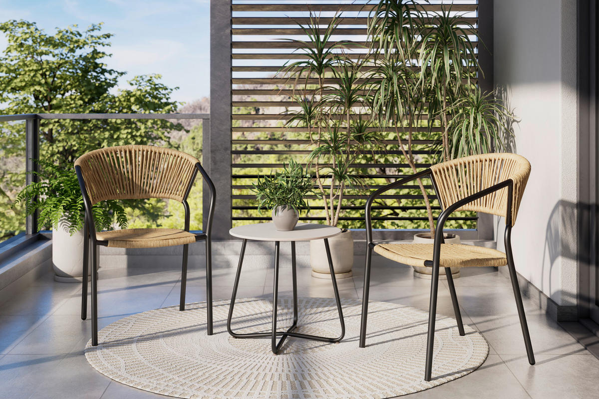 STAPELSESSEL in Metall, Kunststoff Anthrazit, Naturfarben  - Anthrazit/Naturfarben, MODERN, Kunststoff/Metall (55/78/55cm) - Ambia Garden