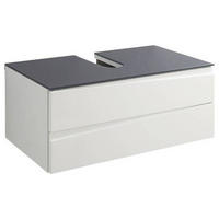 WASCHBECKENUNTERSCHRANK 80/33/47 cm  - Weiß Hochglanz/Grau, MODERN, Glas/Holzwerkstoff (80/33/47cm) - MID.YOU