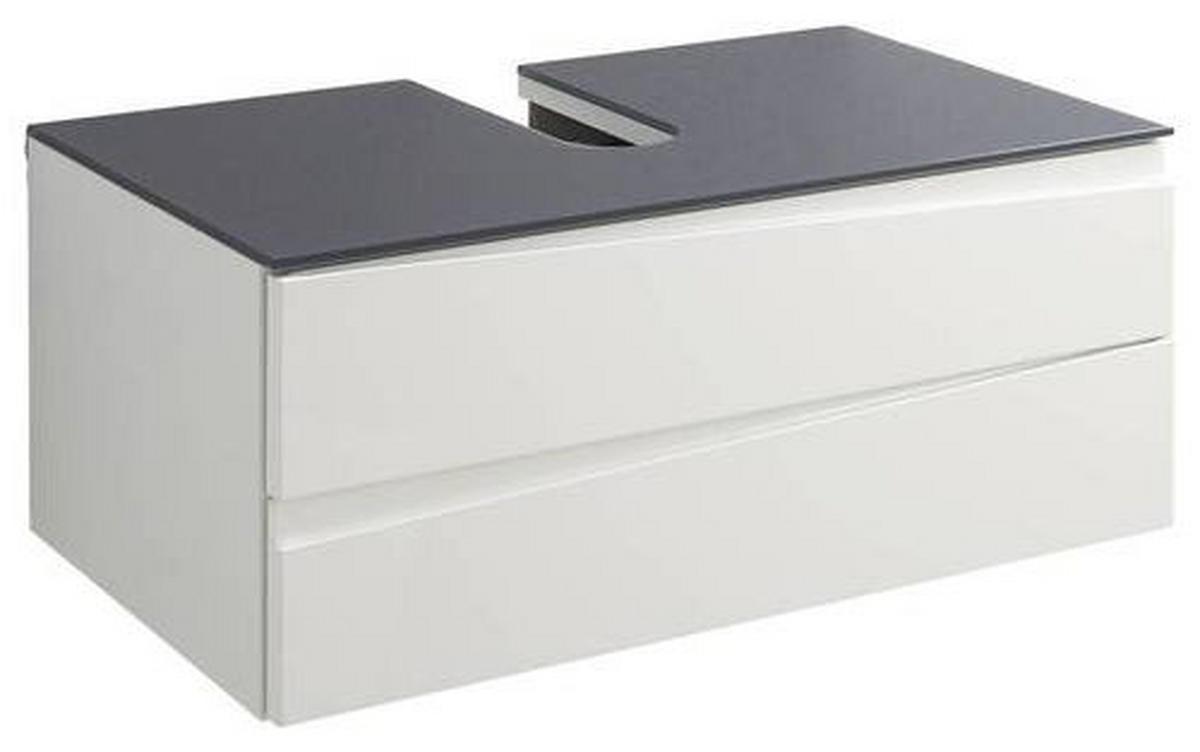 WASCHBECKENUNTERSCHRANK 80/33/47 cm  - Weiß Hochglanz/Grau, MODERN, Glas/Holzwerkstoff (80/33/47cm) - MID.YOU