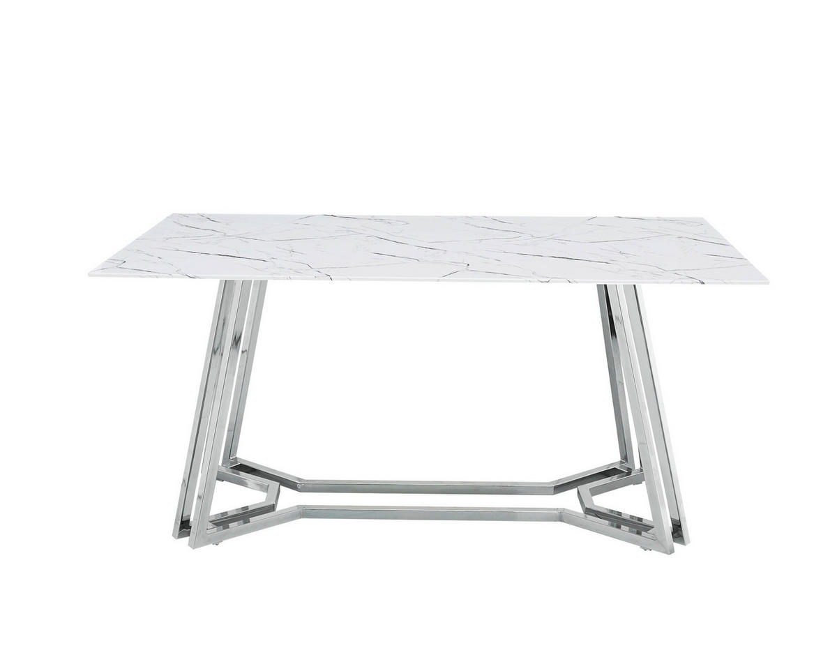 ESSTISCH in Glas 160/90/76 cm  - Chromfarben/Weiß, MODERN, Glas/Metall (160/90/76cm) - Livetastic