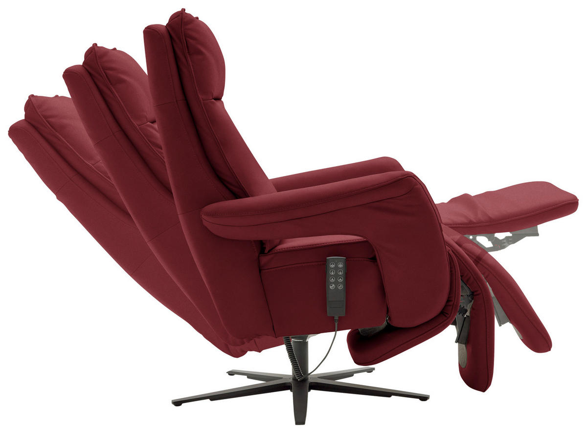 RELAXSESSEL in Leder Rot  - Rot/Schwarz, Design, Leder/Metall (83/116/87cm) - Valdera