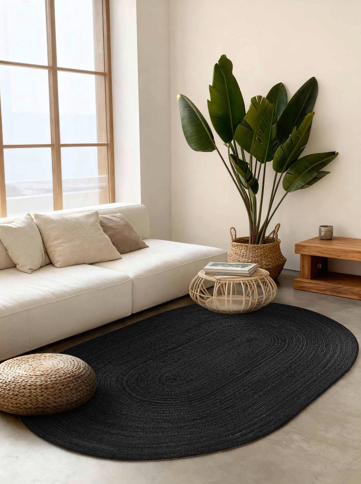 JUTETEPPICH 160/230 cm Jute Braided Schwarz  - Schwarz, Basics, Textil (160/230cm) - Hanse Home