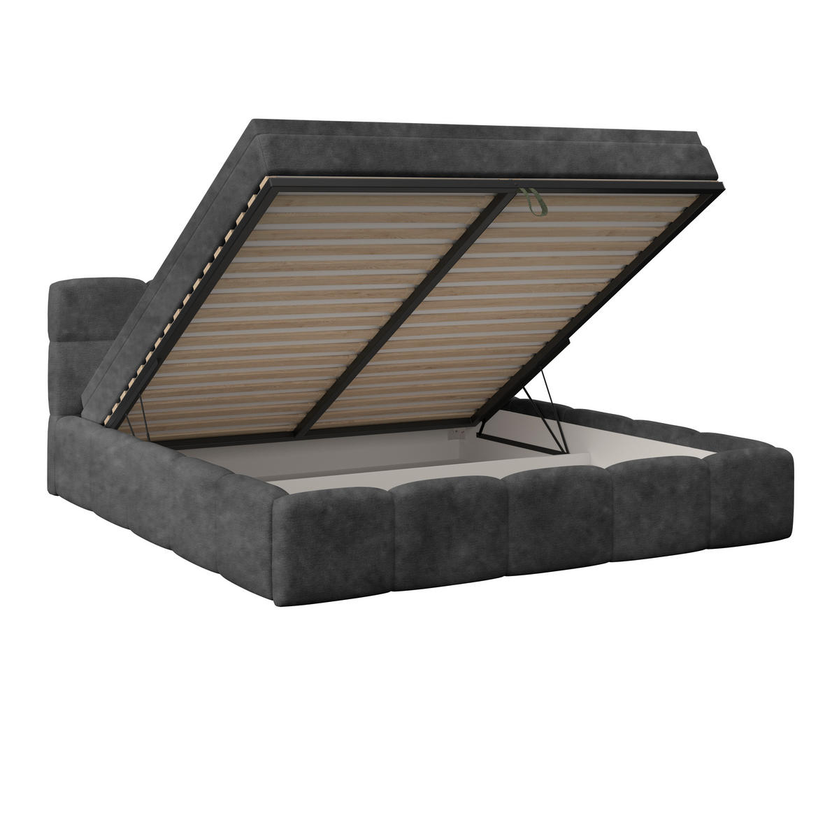 POLSTERBETT 160/200 cm,  in Schwarz, Matratze, Bettkasten, H3 = fest  - Schwarz, Trend, Kunststoff/Textil (160/200cm)