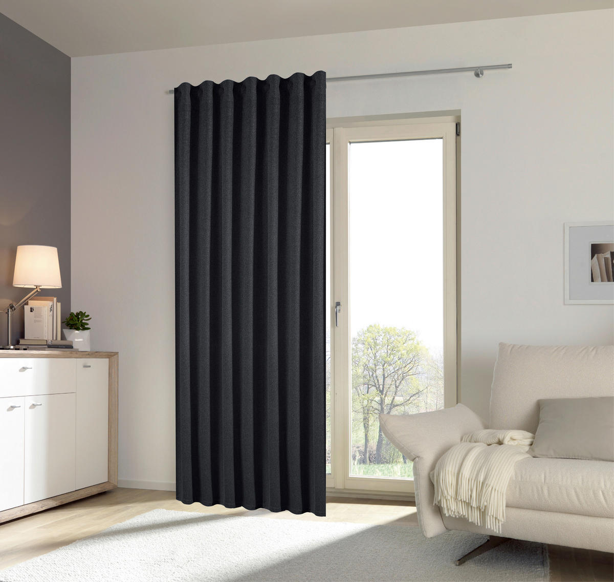 ZATEMŇOVACÍ ZÁVES, black-out (neprepúšťa svetlo), 140/260 cm - čierna, Basics, textil (140/260cm) - Esposa