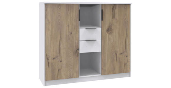 HIGHBOARD  in 122/105/40 cm  - Eichefarben/Schwarz, KONVENTIONELL, Holzwerkstoff/Metall (122/105/40cm) - Carryhome